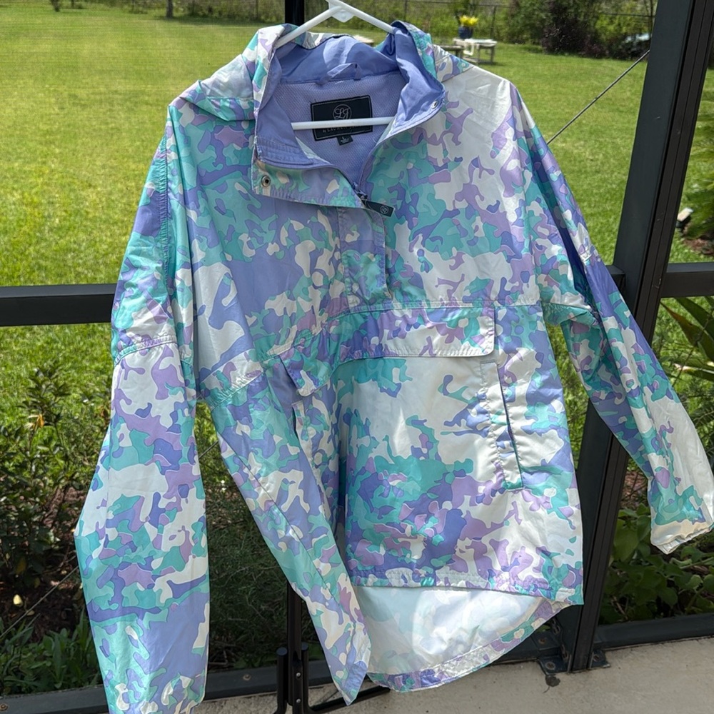 Lauren James large Pastl Print rain/wind Pullover with hoodie - Anorak